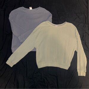 Secret Treasures Women's Ribbed Cropped Sweaters - Sage and Slate